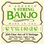 D'Addario EJ60 5-String Banjo Strings, Nickel, Light, 9-20