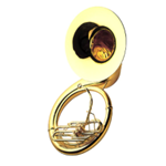 Yamaha YSH411WC Brass Sousaphone; key of BBb; 3 front action pistons; .728" bore; 26" yellow-brass bell; 
SHC-43 case with wheels; 67C4 mouthpiece