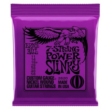 Ernie Ball 2620 Power Slinky 7-String Nickel Wound Electric Set; 11-58