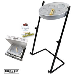 Panyard W1158 Jumbie Jam Kit with Metal Z-Stand (G-Major) Silver Pan